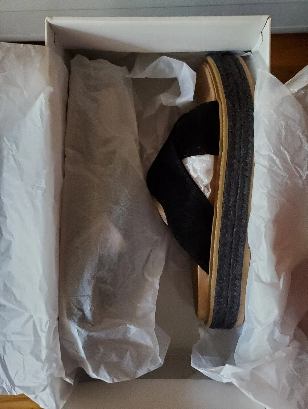 Iris And Ink Black Suede Slide Espadrille